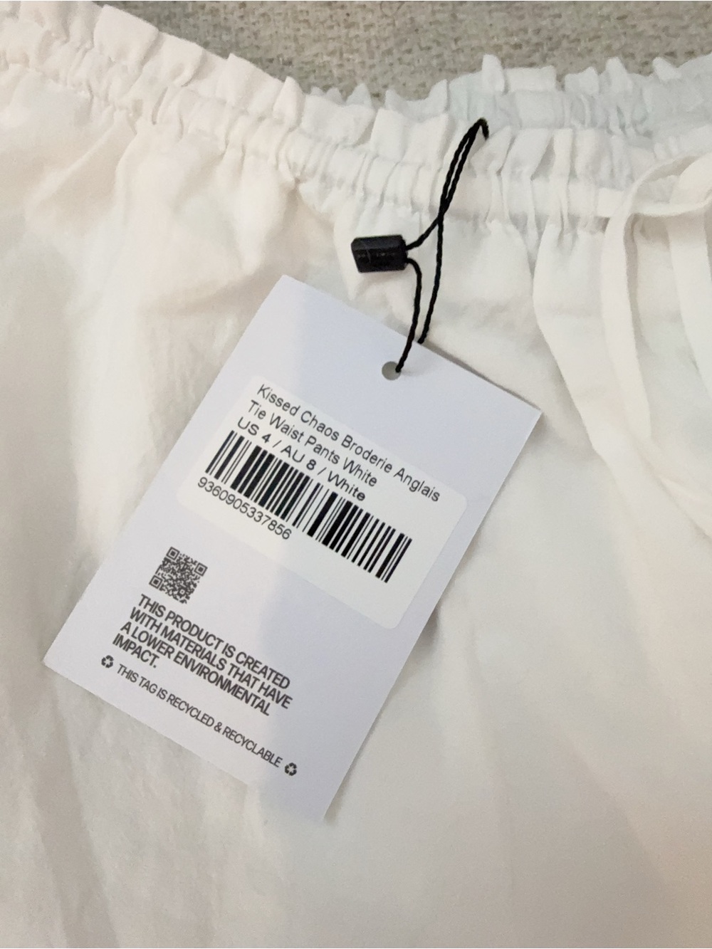NWT Kissed Chaos Broderie Anglais Tie Waist Pants White US 4 Princess Polly - Picture 2 of 6